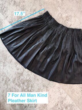 7 For All Man Kind Pleated Black Pleather Skirt